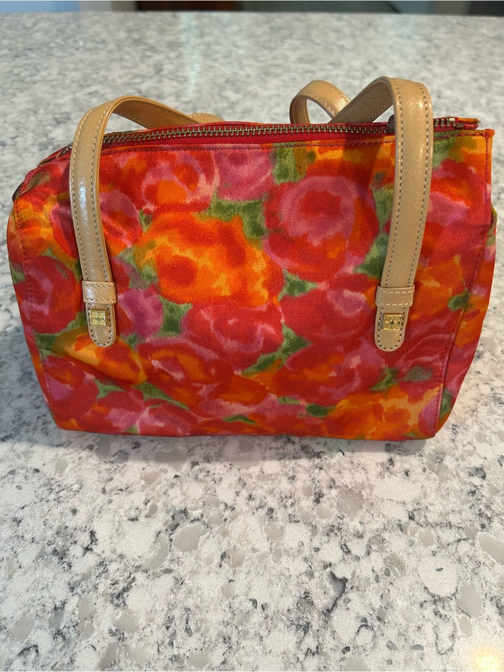 Kate Spade Floral Print Canvas Tote Bag in Red and Orange